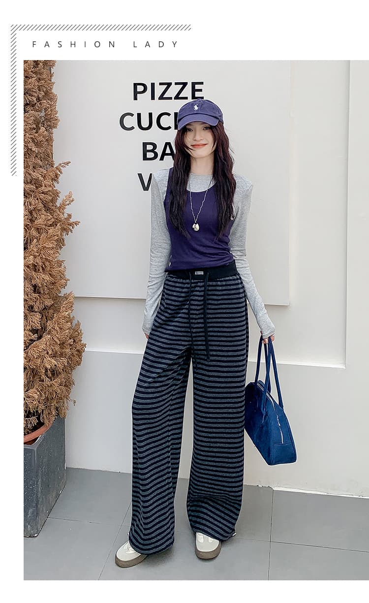 실사 스트라이프 작은 키 가을과 겨울 캐주얼 좁은 에디션 조거 스트레이트 팬츠 2026 년 새로운 상세 이미지 33