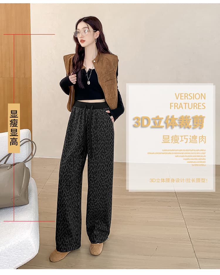실사 2026 년 가을 겨울 새로운 패션 레오파드 무늬 좁은 에디션 작은 키 작은 모통이 칼 바지 상세 이미지 4