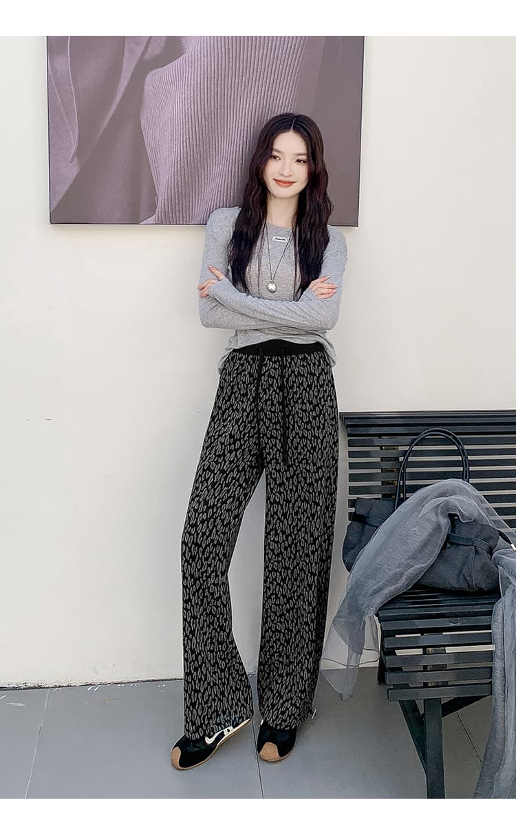 실사 2026 년 가을 겨울 새로운 패션 레오파드 무늬 좁은 에디션 작은 키 작은 모통이 칼 바지 상세 이미지 18