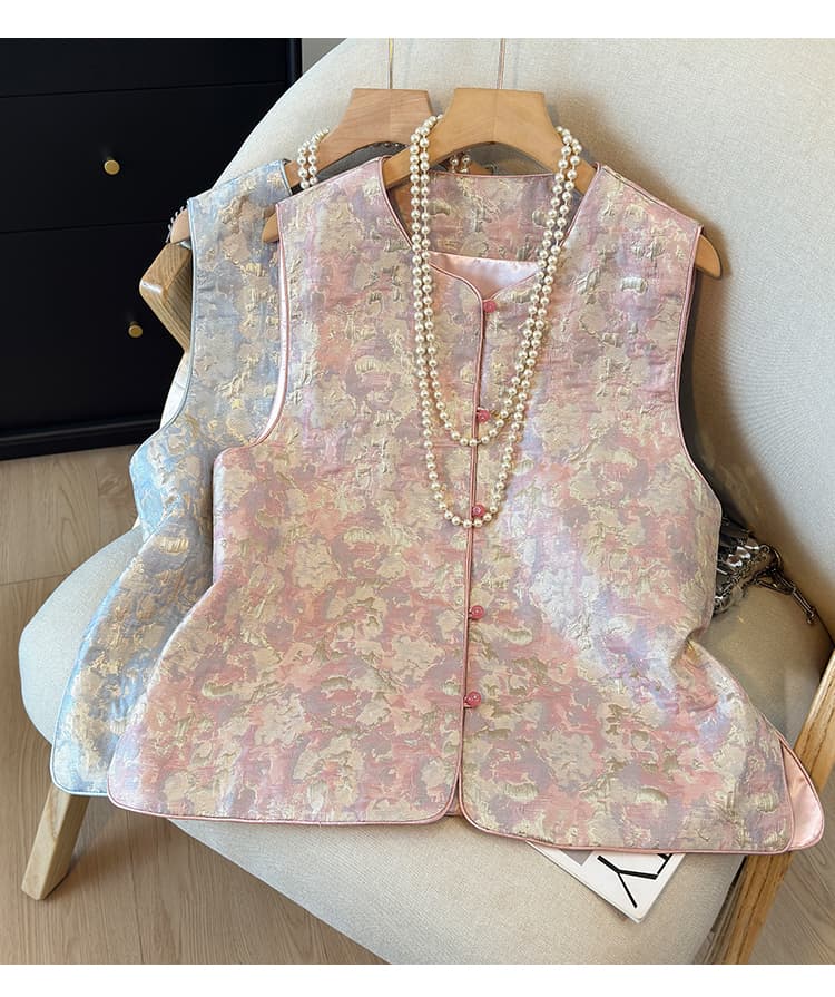 새로운 중식 국풍 엠보싱 자카드 폭발 외출용 조끼 여자 가을 새로운 외국 가스 세련된 인기 조끼 상세 이미지 15