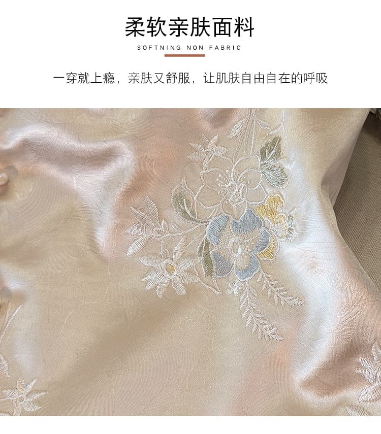 새로운 중식 스탠드 칼라 싱글 줄 버튼 자수 아세트산 단조 봄 가을 국풍 품격 베스트 맨위 상세 이미지 5