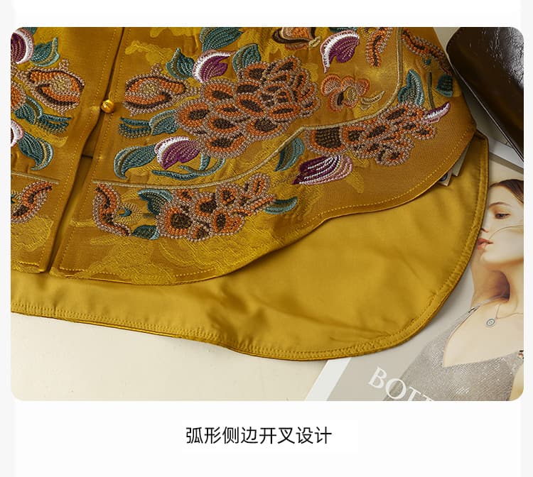 새로운 중식 스탠드 칼라 자수 레트로 베스트 다용도 어깨 재킷 상세 이미지 5