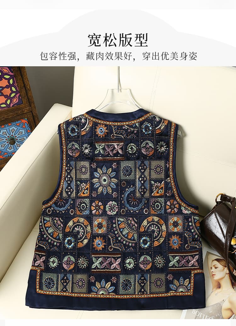 전신 공예 아세트산 무거운 작업 자수 베스트 조끼 상세 이미지 3