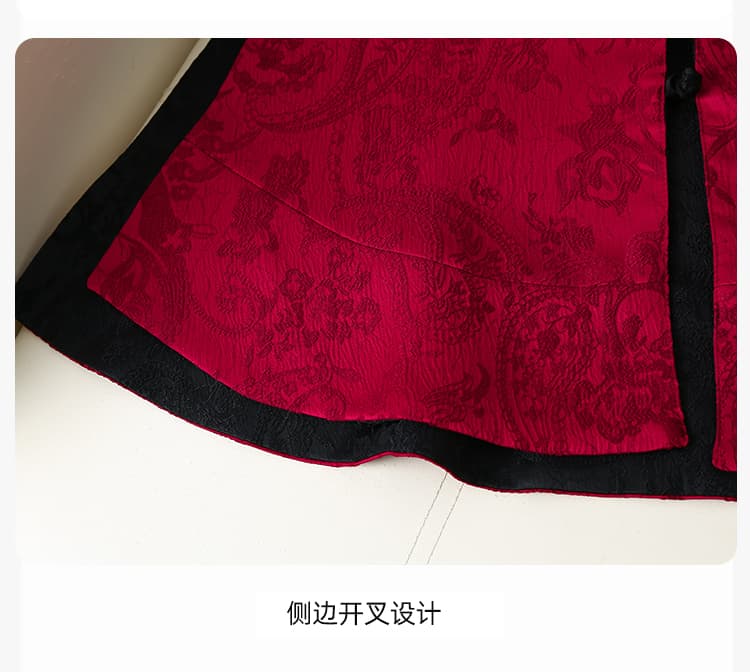 새로운 중식 국풍 레트로 스탠드 칼라 단추 베스트 조끼 여성 빨간색 자카드 외국 가스 양면 착용 어깨 트렌디 상세 이미지 5