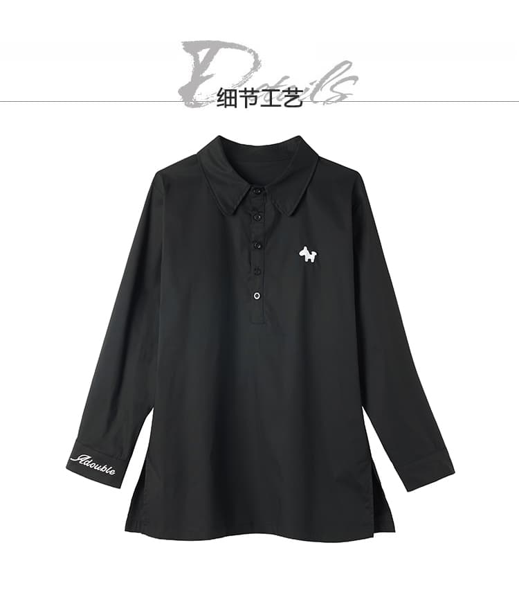 실사 2026 년 봄 새로운 빅 사이즈 한국 스타일 작은 말 자수 측면 트임 여성 셔츠 루즈핏 슬림해 보이는 연령 감소 셔츠 상세 이미지 19