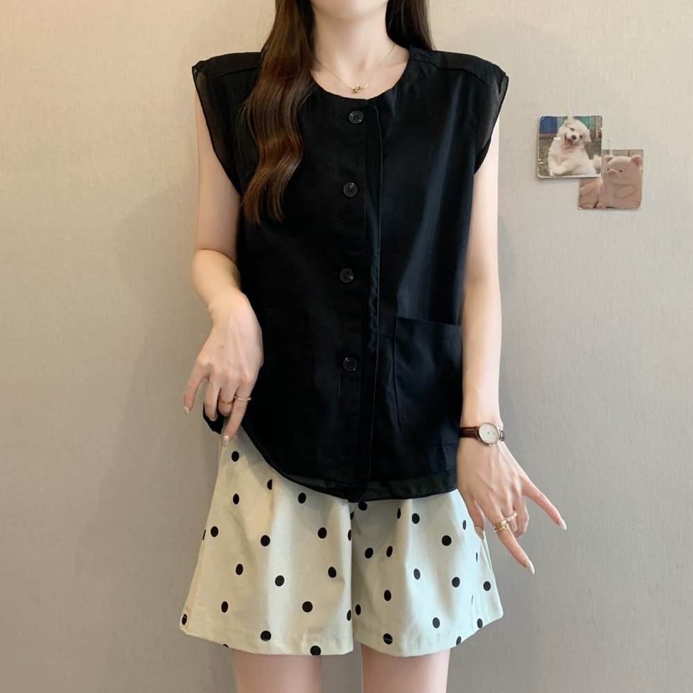 실사 여름 드레스 새로운 빅 사이즈 여성 의류 빛 럭셔리 연령 감소 프릴 면 린넨 민소매 어깨 베스트 여성 셔츠 이미지 6