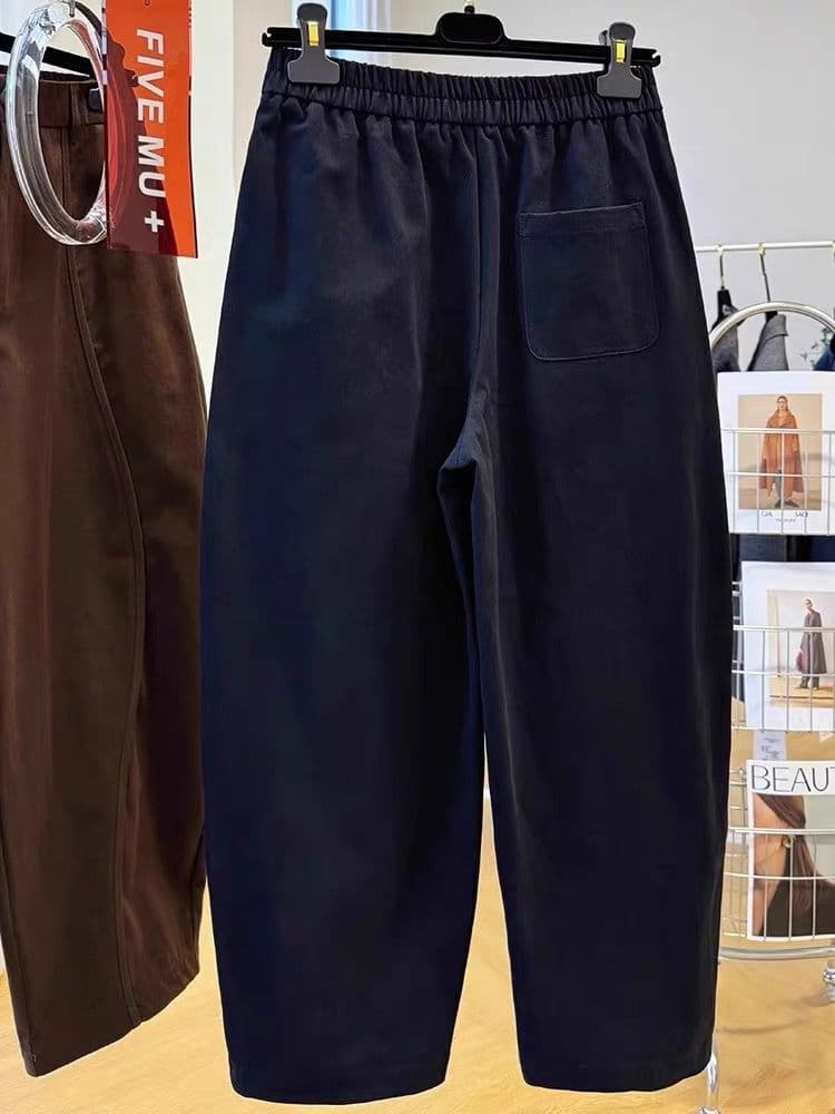 가을 겨울 유럽 상품 디자인 센스 워크웨어 하렘 바지 여성 작은 대중 루즈핏 슬림해 보이는 캐주얼 밴딩 하이웨이스트 9 포인트 낫 바지 상세 이미지 12