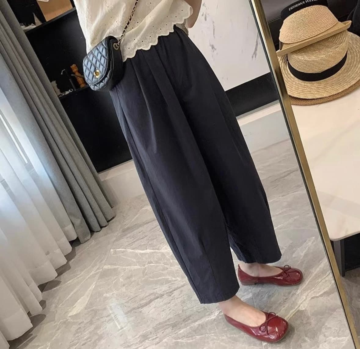 여름 드레스 새로운 일본식 워크웨어 캐주얼 바지 와이드 레그 팬츠 문예 느긋한 바람 느슨함 센스 바지 루즈핏 캐주얼 바지 상세 이미지 6