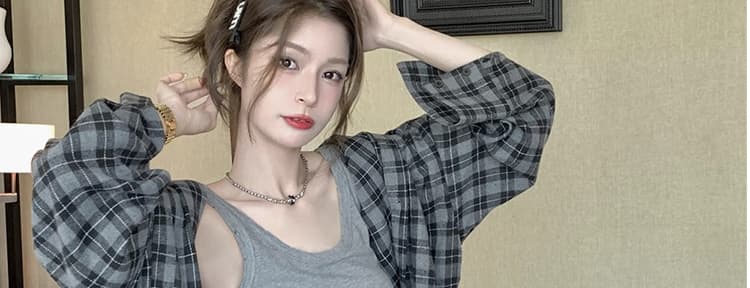 여름 드레스 새로운 빅 사이즈 여성 의류 품격 조끼 원피스 체크무늬 셔츠 세트 m-4xl200 근 상세 이미지 87