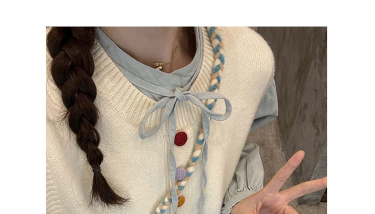 봄 드레스 한국 스타일 빅 사이즈 여성 의류 느긋한 바람 술 조끼 스커트 플리츠 레이스 업 셔츠 투피스 세트 상세 이미지 20