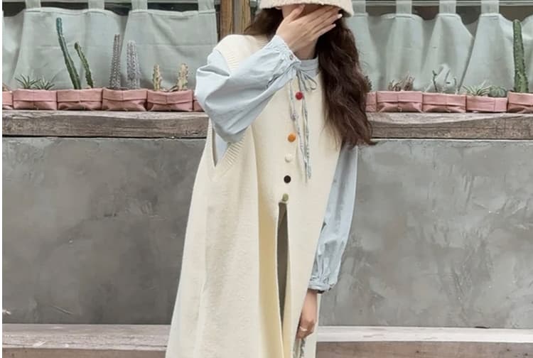 봄 드레스 한국 스타일 빅 사이즈 여성 의류 느긋한 바람 술 조끼 스커트 플리츠 레이스 업 셔츠 투피스 세트 상세 이미지 26