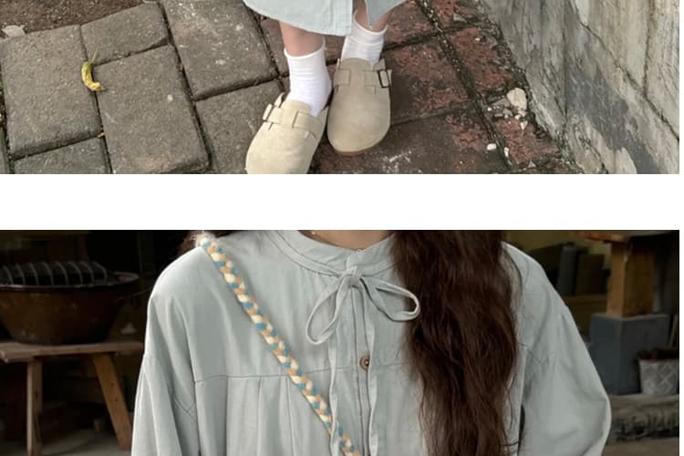 봄 드레스 한국 스타일 빅 사이즈 여성 의류 느긋한 바람 술 조끼 스커트 플리츠 레이스 업 셔츠 투피스 세트 상세 이미지 32