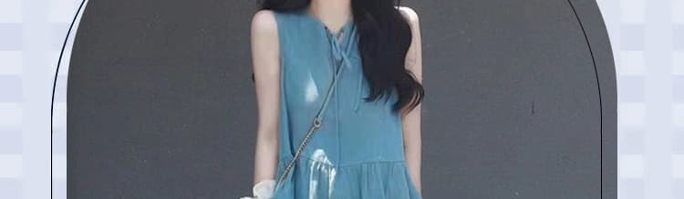 여름 드레스 새로운 한국 스타일 패션 루즈핏 민소매 레이스업 품격 민소매 얇은 스타일 빅 사이즈 드레스 m-4xl200 근 상세 이미지 4