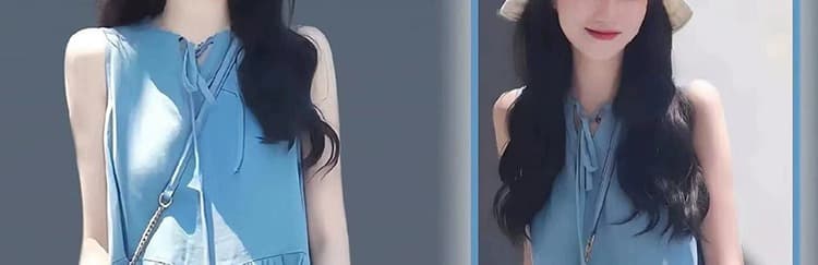 여름 드레스 새로운 한국 스타일 패션 루즈핏 민소매 레이스업 품격 민소매 얇은 스타일 빅 사이즈 드레스 m-4xl200 근 상세 이미지 22