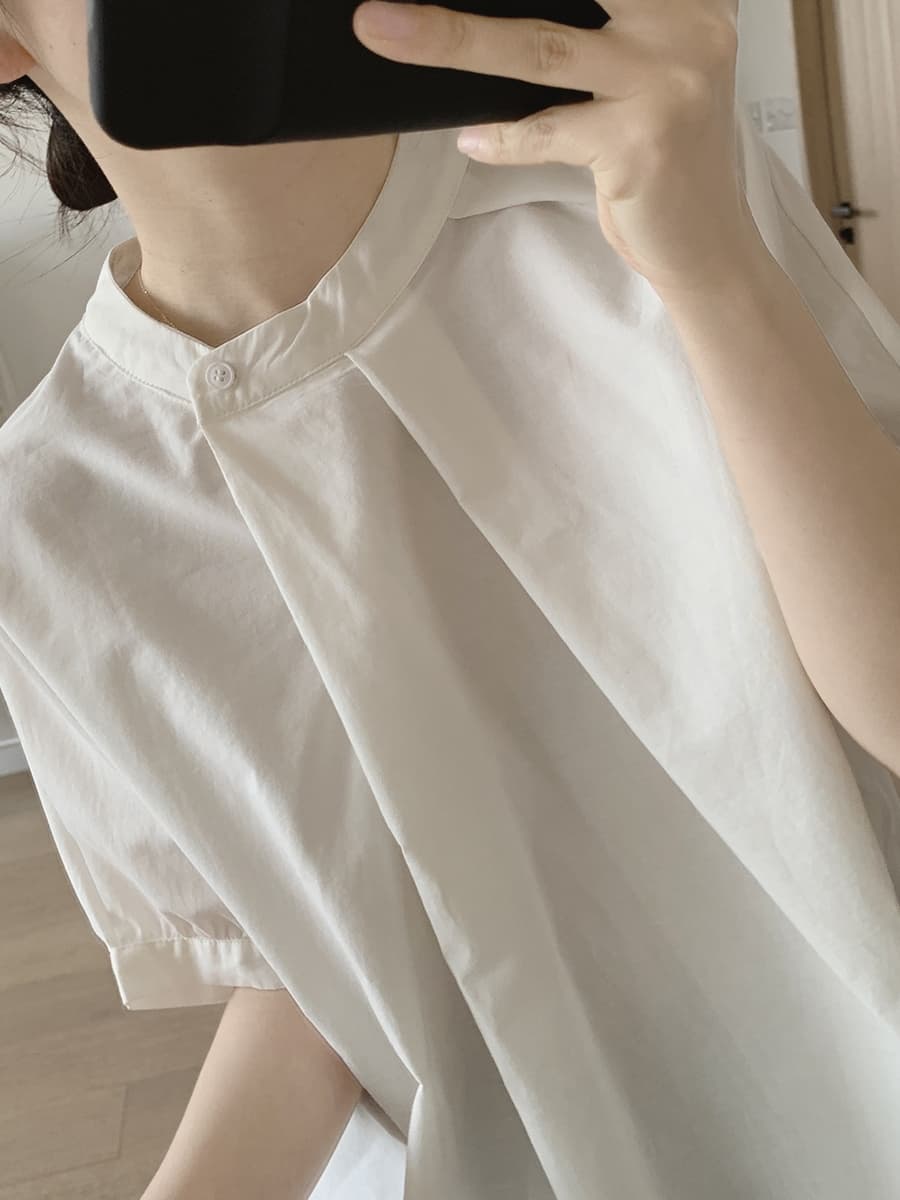 여름 드레스 새로운 빅 사이즈 여성 의류 불규칙 주름 셔츠 루즈핏 미니멀리즘 작은 대중 디자인 센스 반팔 맨위 상세 이미지 8