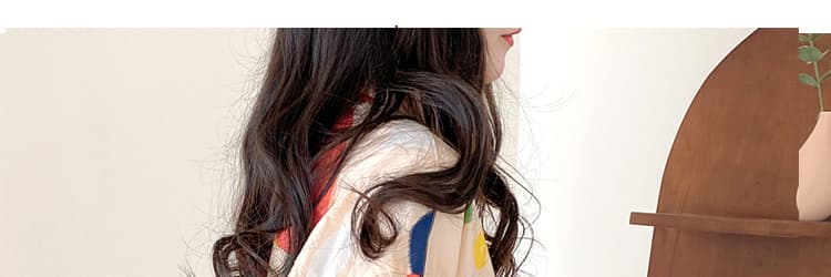 여름 드레스 새로운 빅 사이즈 여성 의류 출퇴근 폴로 칼라 페인팅 낙서 고급 면 셔츠 맨위 상세 이미지 14