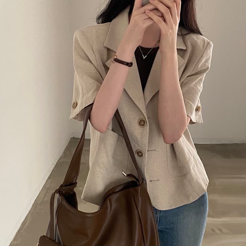 여름 드레스 한국 chic 폴로 칼라 세 버클 빅 사이즈 캐주얼 반팔 정장 여성 코트 m-4xl200 근 상세 이미지 6