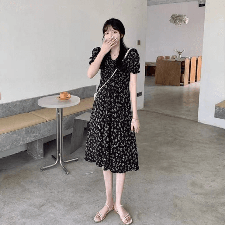 여름 새로운 프랑스식 첫사랑 롱 스커트 여성 의류 허리 수축 슬림해 보이는 달콤한 매운맛 바람 꽃무늬 점프 슈트 치마 m-4xl200 근 이미지 4