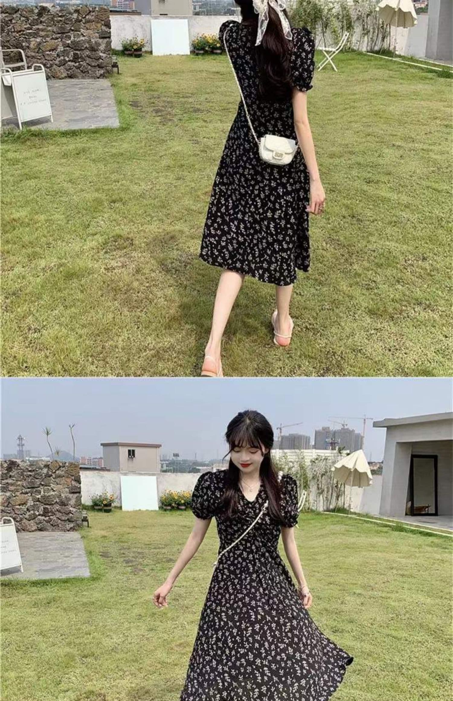 여름 새로운 프랑스식 첫사랑 롱 스커트 여성 의류 허리 수축 슬림해 보이는 달콤한 매운맛 바람 꽃무늬 점프 슈트 치마 m-4xl200 근 상세 이미지 6