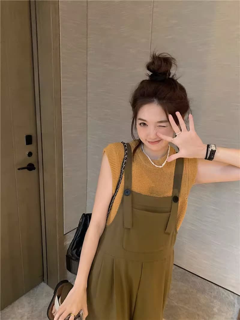 여름 드레스 빅 사이즈 여성 의류 동대문 슬림해 보이는 연령 감소 다용도 달콤함 품격 멜빵 바지 m-5xl200 근 상세 이미지 5