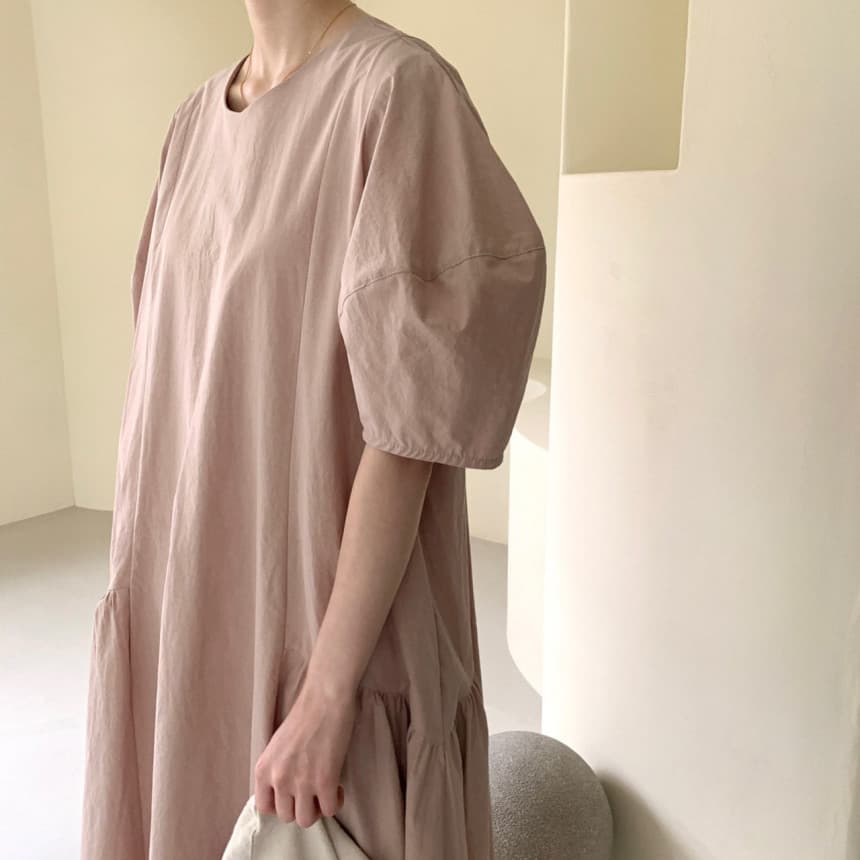 여름 드레스 새로운 디자인 센스 작은 대중 캐주얼 라운드 넥 펌프 로프 수 있습니다. 수리 허리 불규칙 치마 드레스 롱 스커트 이미지 2