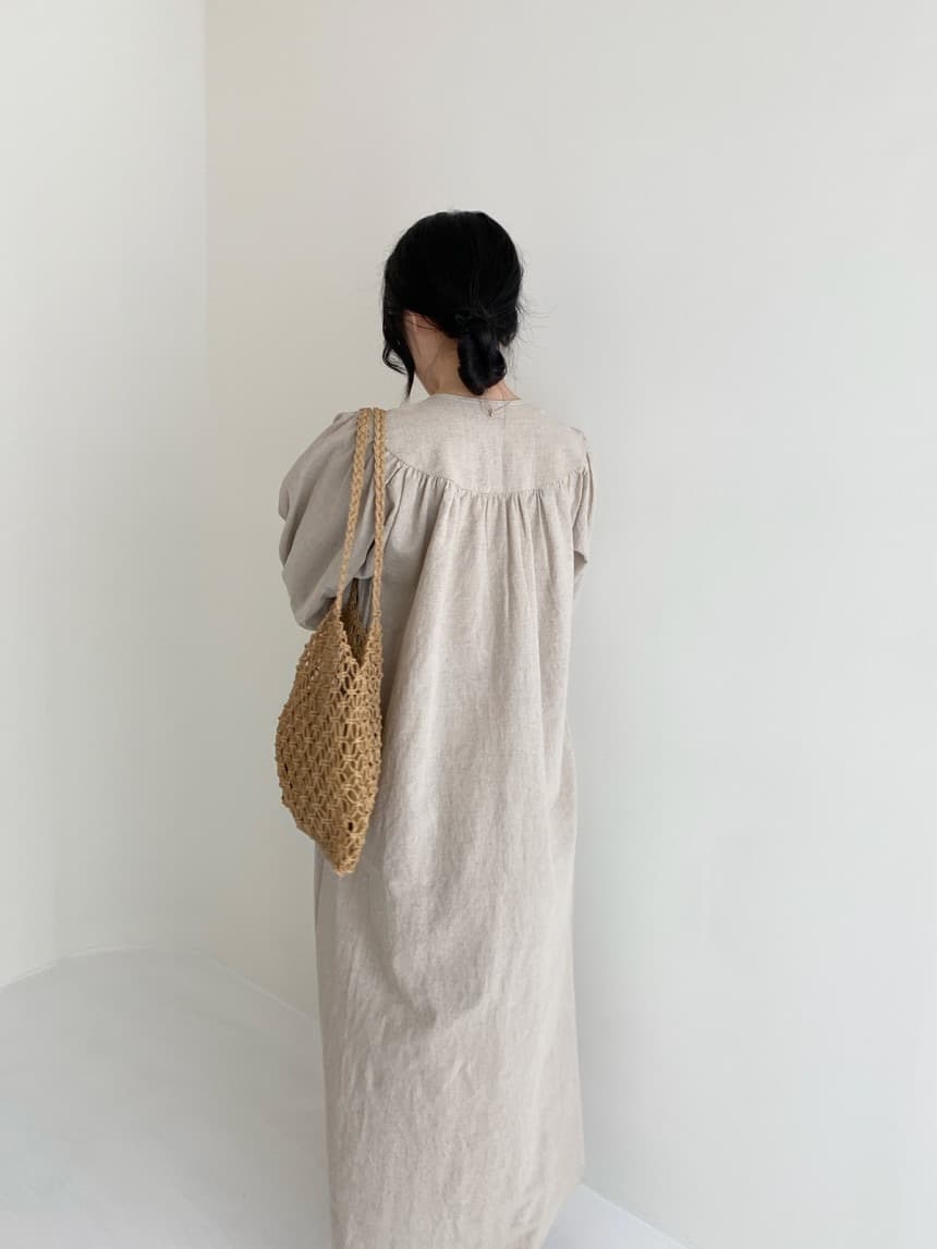 한국 chic 미니멀리즘 면 린넨 드레스 여름 느긋한 바람 패션 루즈핏 캐주얼 디자인 센스 버블 중간 소매 여성 의류 상세 이미지 18