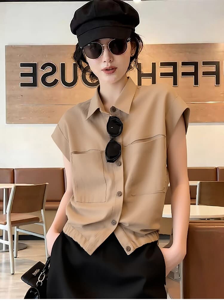 여름 드레스 새로운 품격 숙련 된 POLO 칼라 여성 셔츠 패션 작은 대중 반팔 프랑스식 고급 센스 셔츠 상세 이미지 2
