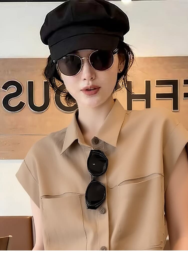 여름 드레스 새로운 품격 숙련 된 POLO 칼라 여성 셔츠 패션 작은 대중 반팔 프랑스식 고급 센스 셔츠 상세 이미지 5