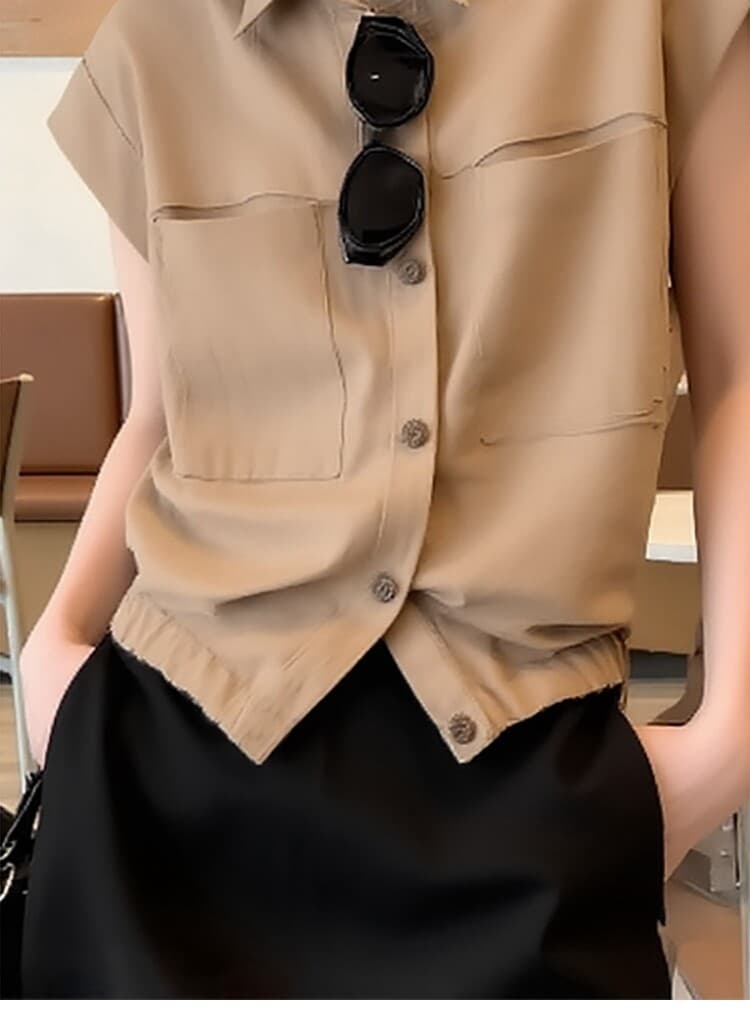 여름 드레스 새로운 품격 숙련 된 POLO 칼라 여성 셔츠 패션 작은 대중 반팔 프랑스식 고급 센스 셔츠 상세 이미지 6