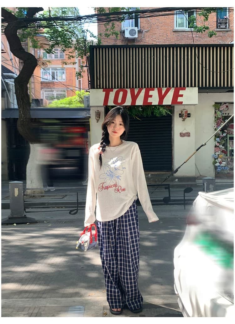 한국 비즈 박기 불가사리 알파벳 프린트 라이 경기 서울 얇은 스타일 긴팔 티셔츠 여성 루즈핏 자외선 차단 블라우스 상세 이미지 7