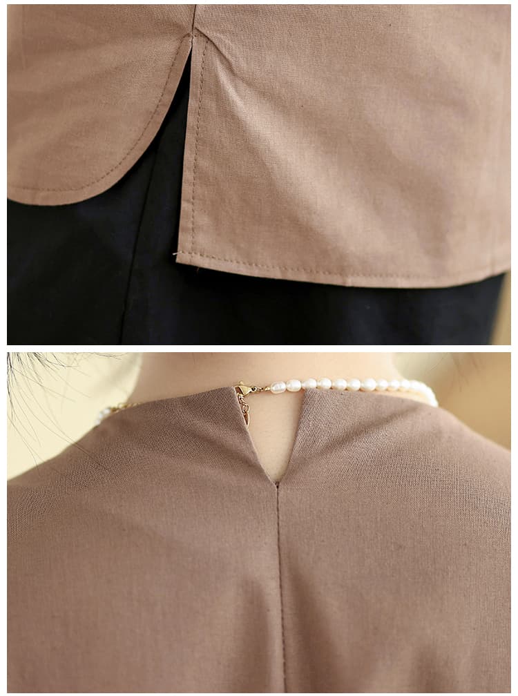 실사 여름 드레스 빅 사이즈 여성 의류 아마 셔츠 패션 셔츠 면 린넨 루즈핏 캐주얼 빅 사이즈 반소매 맨위 상세 이미지 22