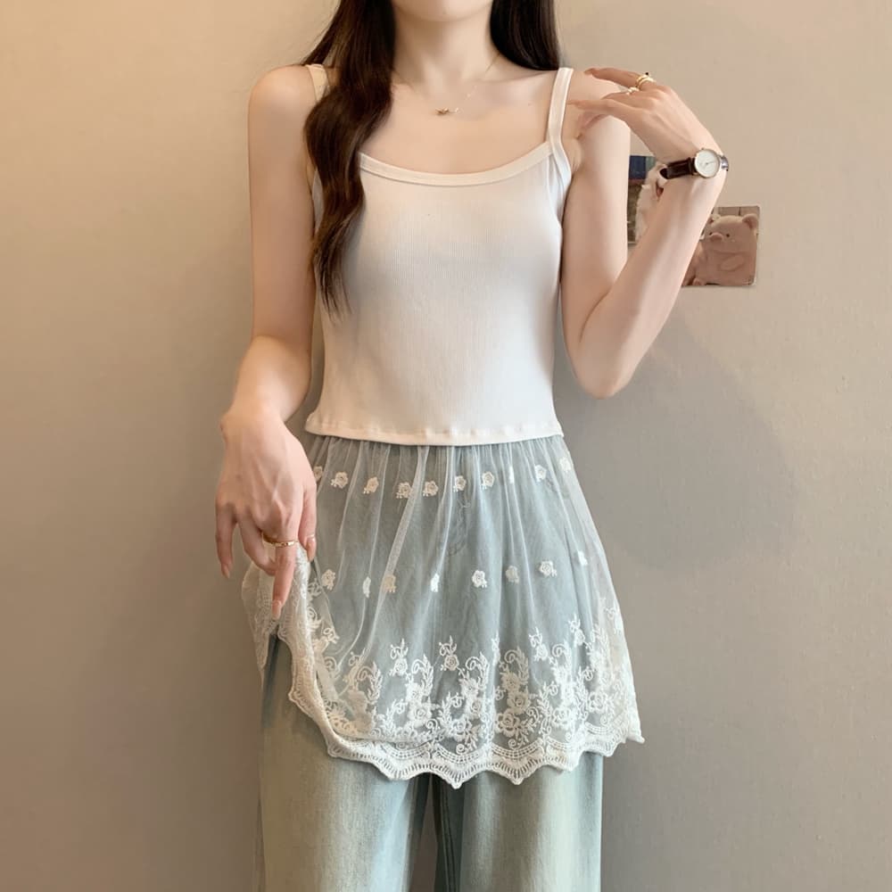 실사 여름 드레스 새로운 빅 사이즈 여성 의류 회색 부드럽다 패치워크 레이스 디자인 센스 슬립 여성 고급 센스 조끼 여성 상세 이미지 31