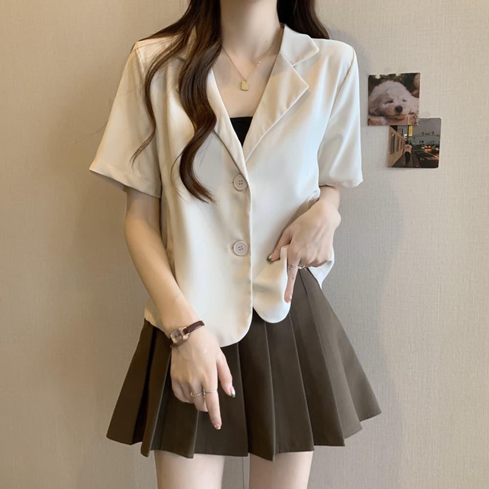 실사 여름 드레스 빅 사이즈 여성 의류 작은 양복 쇼트 스타일 작은 키 디자인 센스 정장 맨위 m 4xl 200 kg 이미지 6