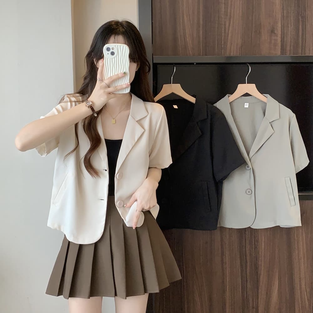 실사 여름 드레스 빅 사이즈 여성 의류 작은 양복 쇼트 스타일 작은 키 디자인 센스 정장 맨위 m 4xl 200 kg 상세 이미지 2