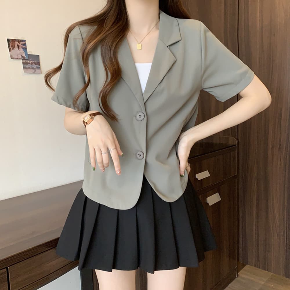 실사 여름 드레스 빅 사이즈 여성 의류 작은 양복 쇼트 스타일 작은 키 디자인 센스 정장 맨위 m 4xl 200 kg 상세 이미지 7