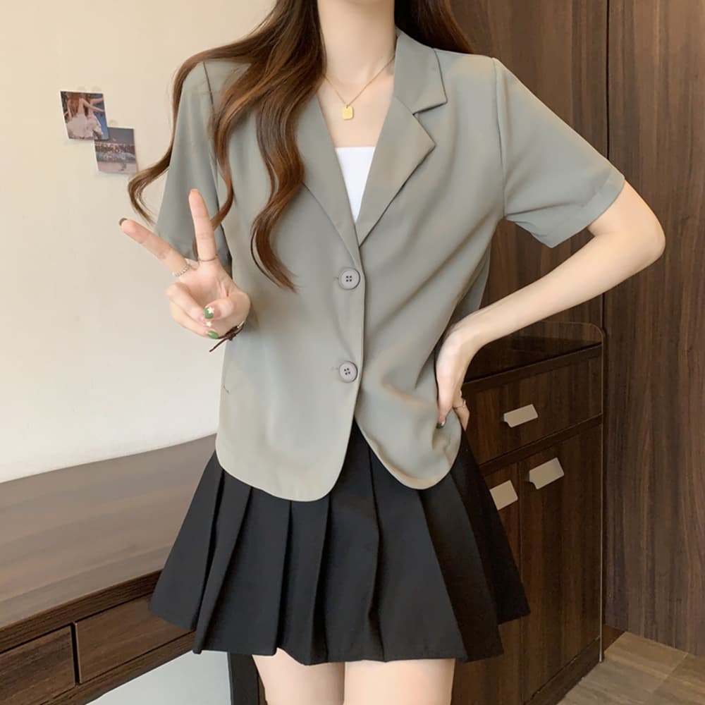 실사 여름 드레스 빅 사이즈 여성 의류 작은 양복 쇼트 스타일 작은 키 디자인 센스 정장 맨위 m 4xl 200 kg 상세 이미지 8