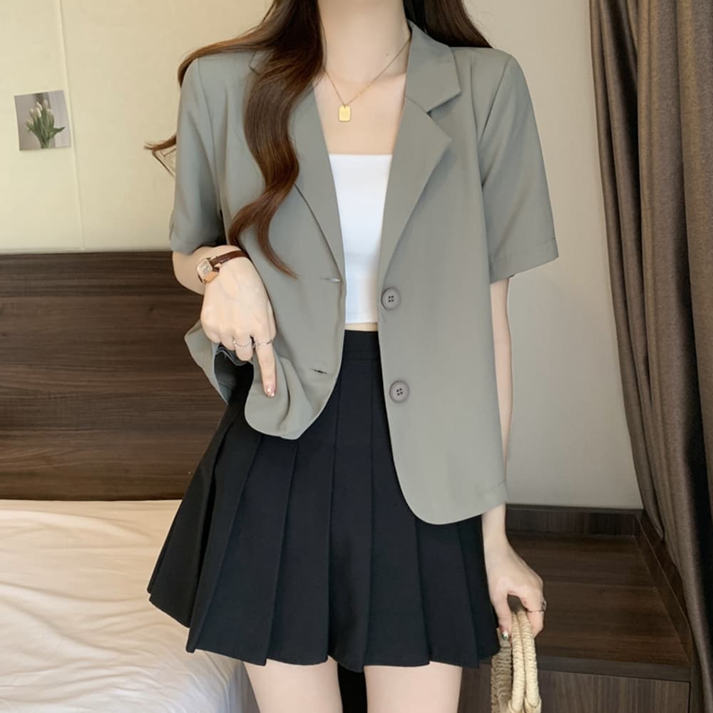 실사 여름 드레스 빅 사이즈 여성 의류 작은 양복 쇼트 스타일 작은 키 디자인 센스 정장 맨위 m 4xl 200 kg 상세 이미지 12