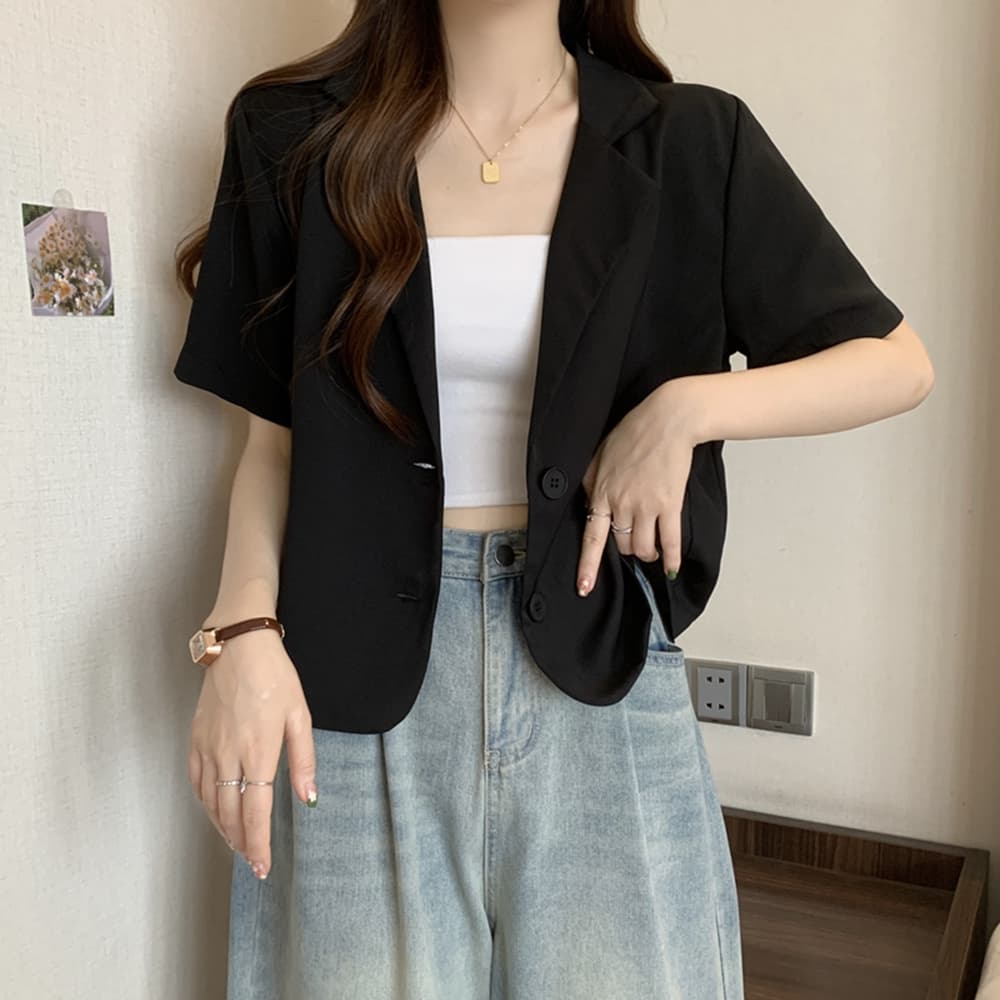 실사 여름 드레스 빅 사이즈 여성 의류 작은 양복 쇼트 스타일 작은 키 디자인 센스 정장 맨위 m 4xl 200 kg 상세 이미지 18