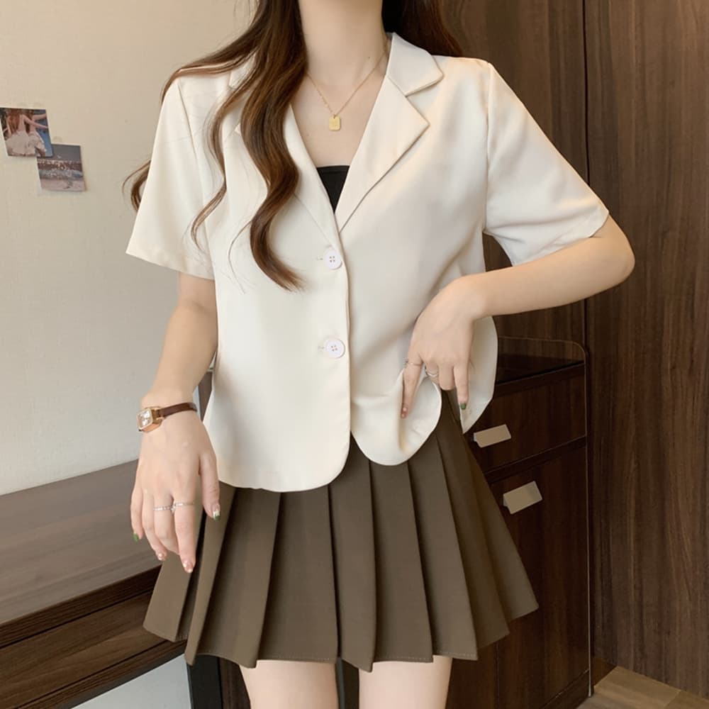 실사 여름 드레스 빅 사이즈 여성 의류 작은 양복 쇼트 스타일 작은 키 디자인 센스 정장 맨위 m 4xl 200 kg 상세 이미지 25
