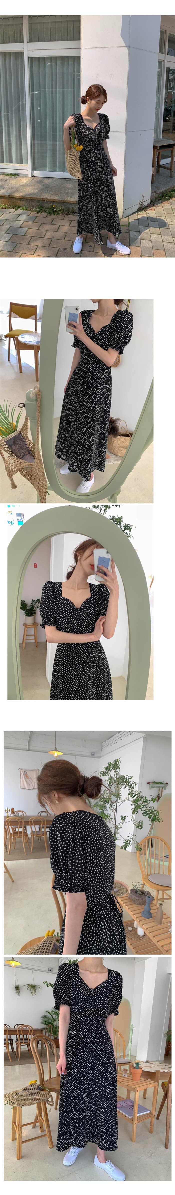여름 프랑스식 롱 스커트 품격 V넥 드레스 꽃무늬 허리 수축 중간 길이 거품 소매 치마 m 4xl 200 kg 상세 이미지 4