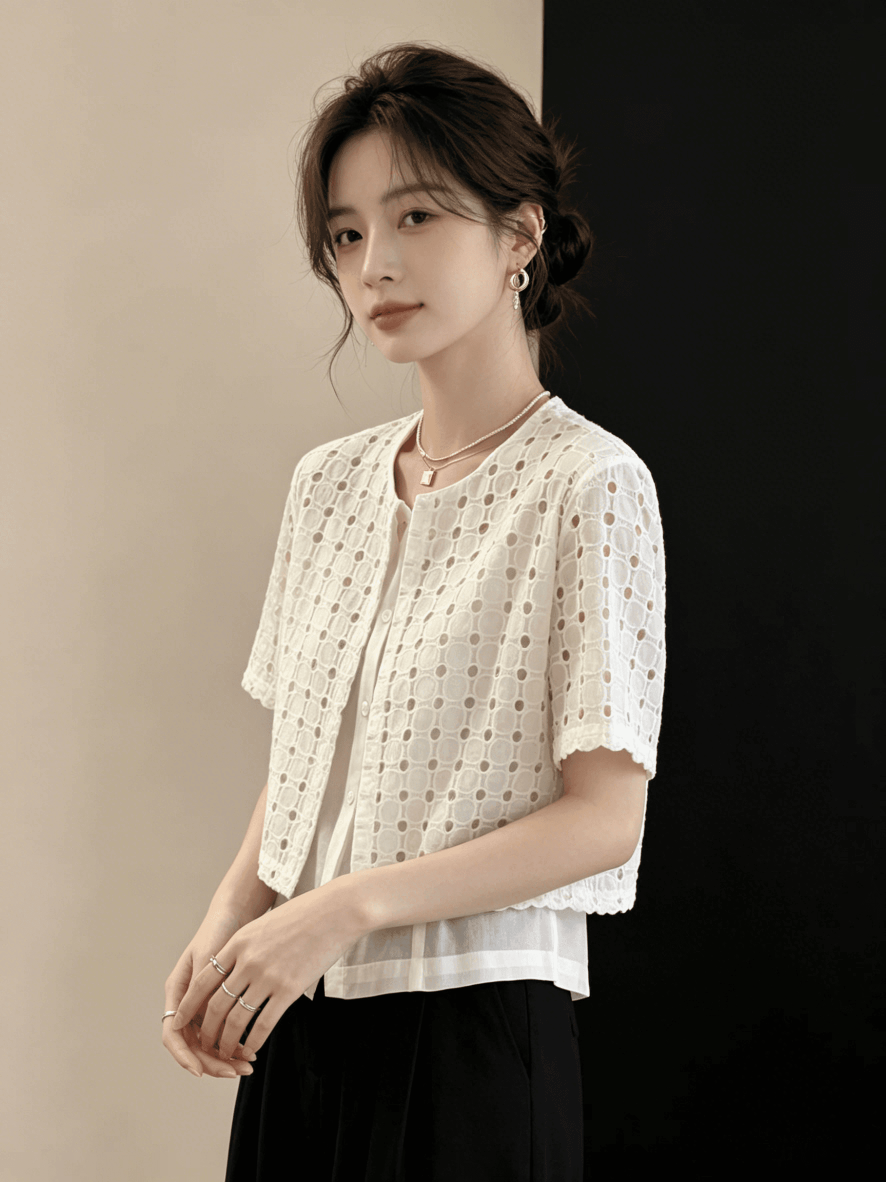 여름 새로운 캐주얼 오픈 가디건 여성 코트 태양 보호 셔츠 디자인 센스 스택 착용 페이크 레이어드 ins 스타일 맨위 이미지 3