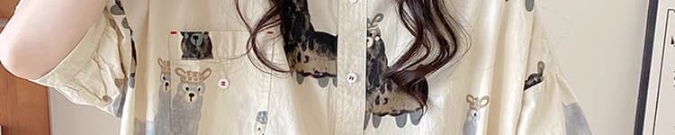여름 드레스 새로운 베이비 칼라 셔츠 맨위 얇은 스타일 한국 스타일 하라주쿠 스타일 루즈핏 캐주얼 낙서 반팔 셔츠 상세 이미지 10