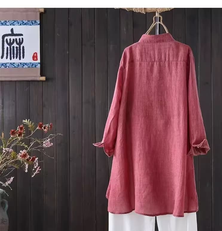 가을 의상 새로운 면 린넨 셔츠 고급 작은 셔츠 불규칙 맨위 루즈핏 캐주얼 태양 보호 셔츠 재킷 트렌디 상세 이미지 7
