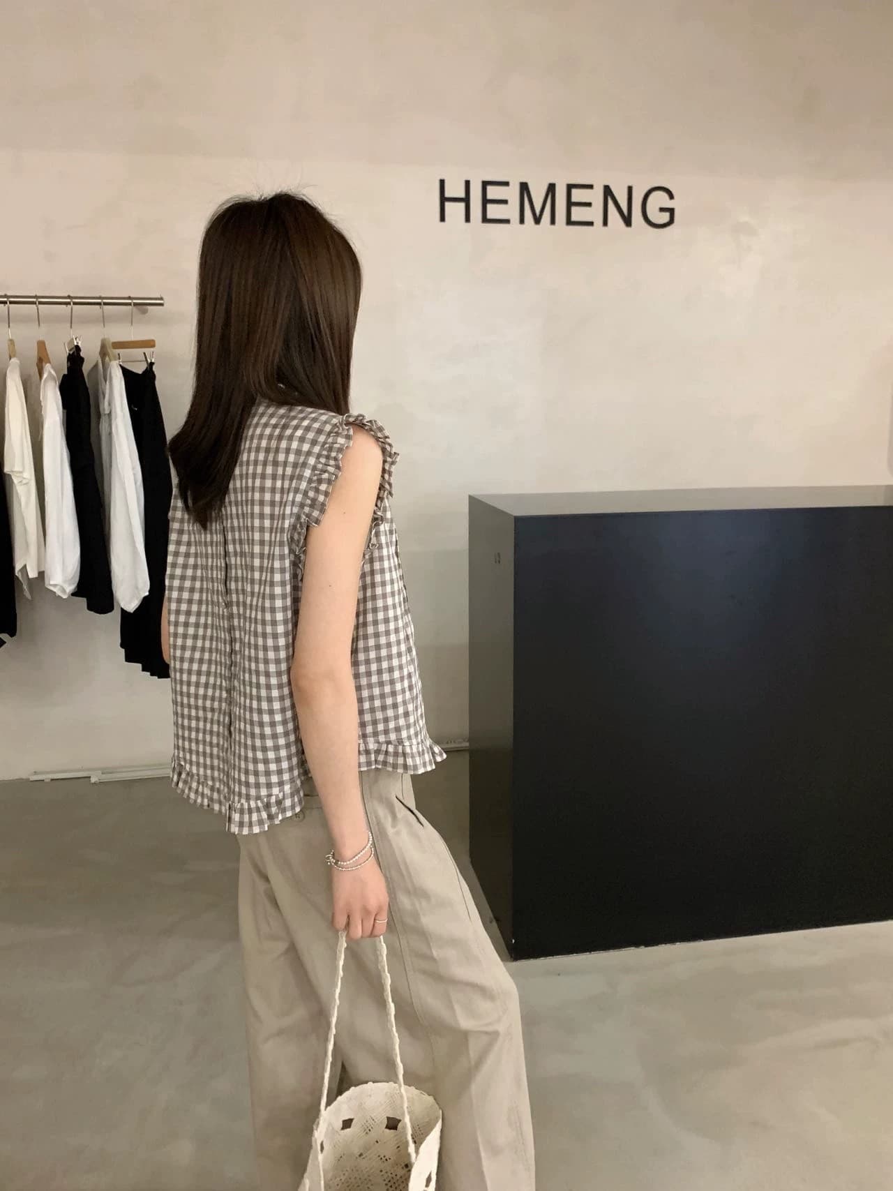여름 드레스 새로운 연령 감소 한 부서 프릴 체크무늬 민소매 작은 셔츠 여성 얇은 외출용 베스트 조끼 맨위 상세 이미지 16
