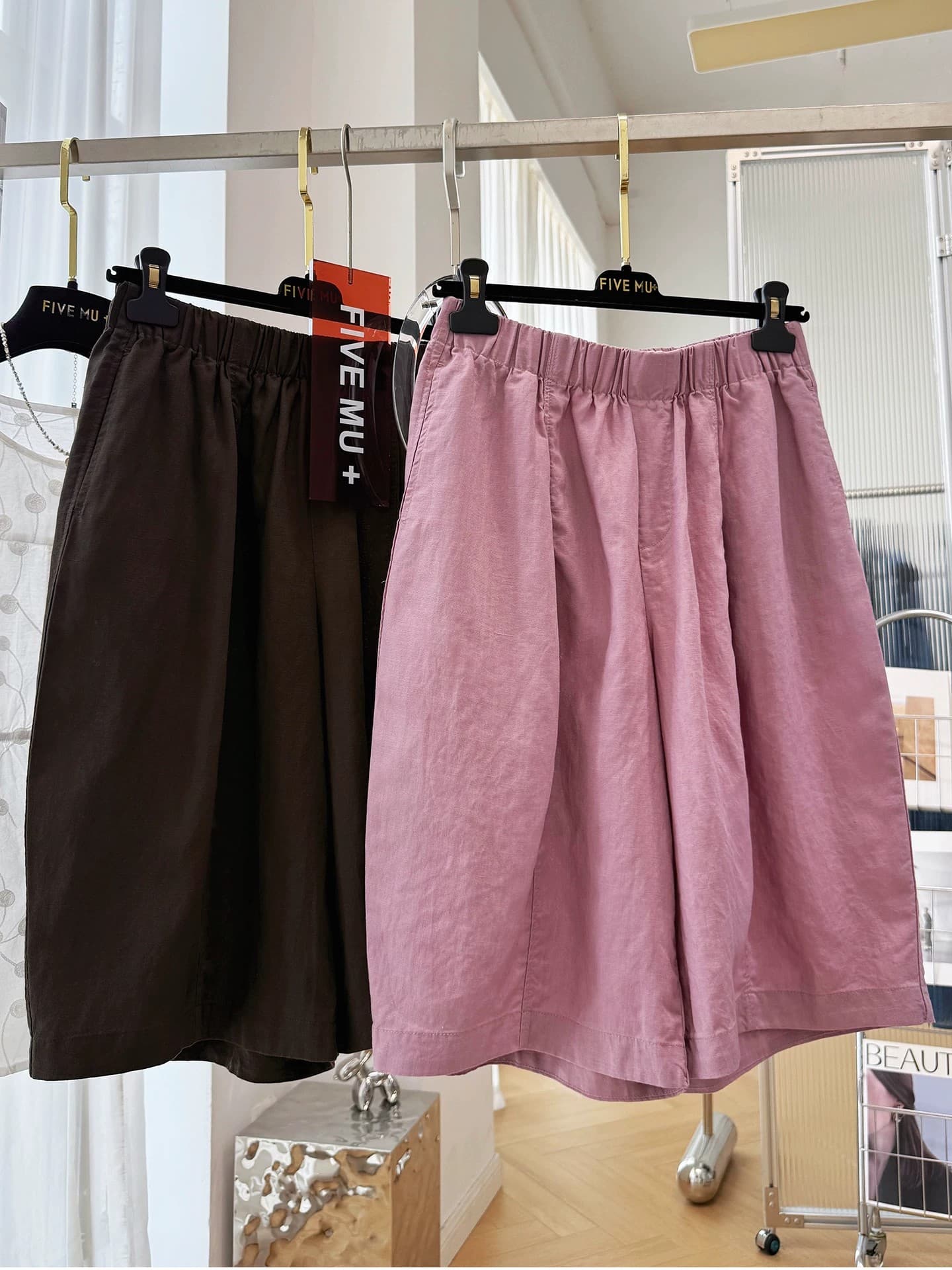 여름 드레스 새로운 면 린넨 허리밴드 캐주얼 바지 여성 얇은 스타일 바지 오부 바지 외출용 반바지 모통이 칼 바지 상세 이미지 4