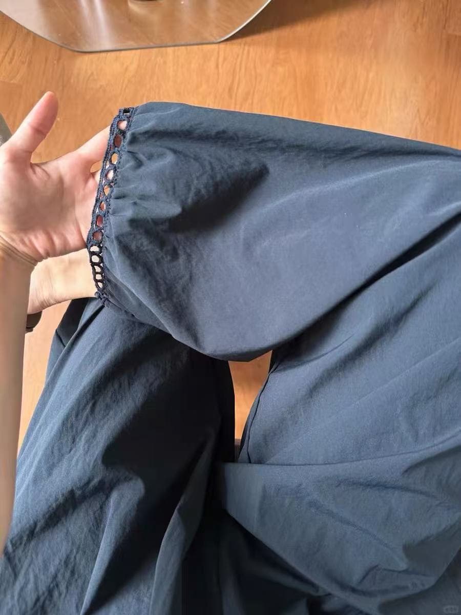 일본식 랜턴 와이드 레깅스 바지 여름 얇은 스타일 해군 바지 슬림해 보이는 작은 키 꽃밭 9부 바지 상세 이미지 6