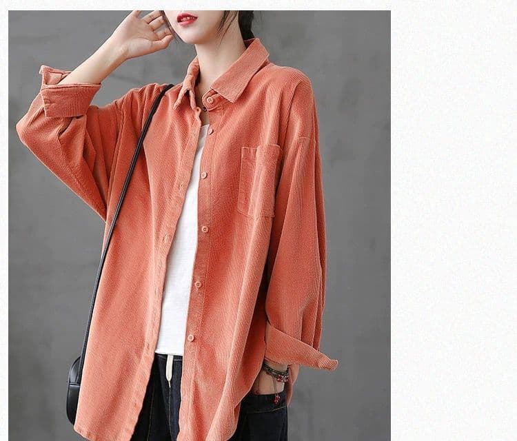 가을 의상 새로운 문예 레트로 코듀로이 긴팔 여성 셔츠 외출용 다용도 캐주얼 셔츠 재킷 상세 이미지 10