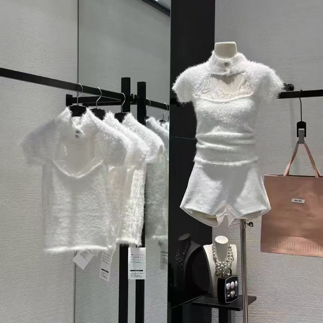 무효 알약 꽃 리플 부드러운 달콤한 자매 바람 품격 꽃 레이스 조각 맨위 니트 만나는 털 셔츠 이미지 6