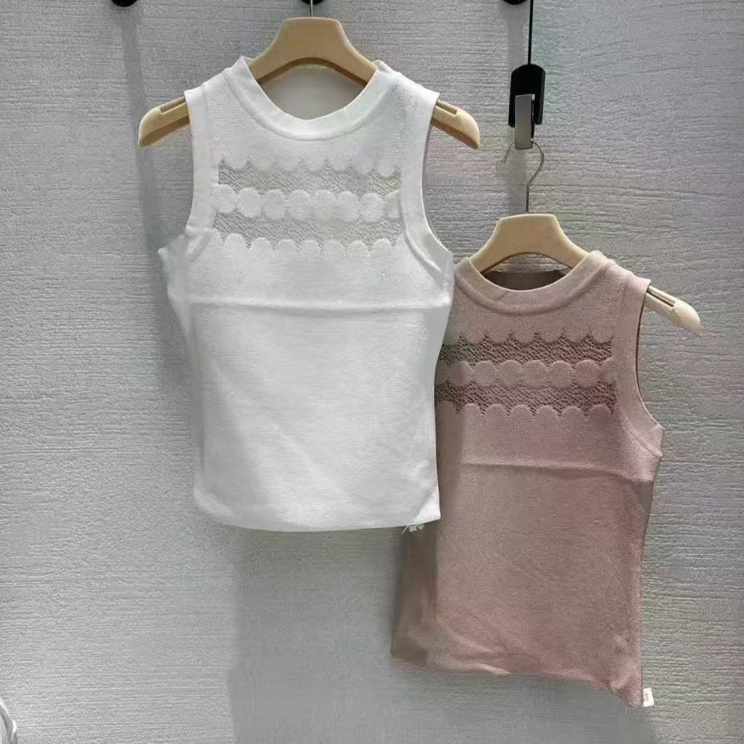 m900 레이스 조각 조끼 여성 2026 년 봄 새로운 반하이넥 핫걸 몸매 가꾸기 슬림해 보이는 니트 민소매 맨위 이미지 6