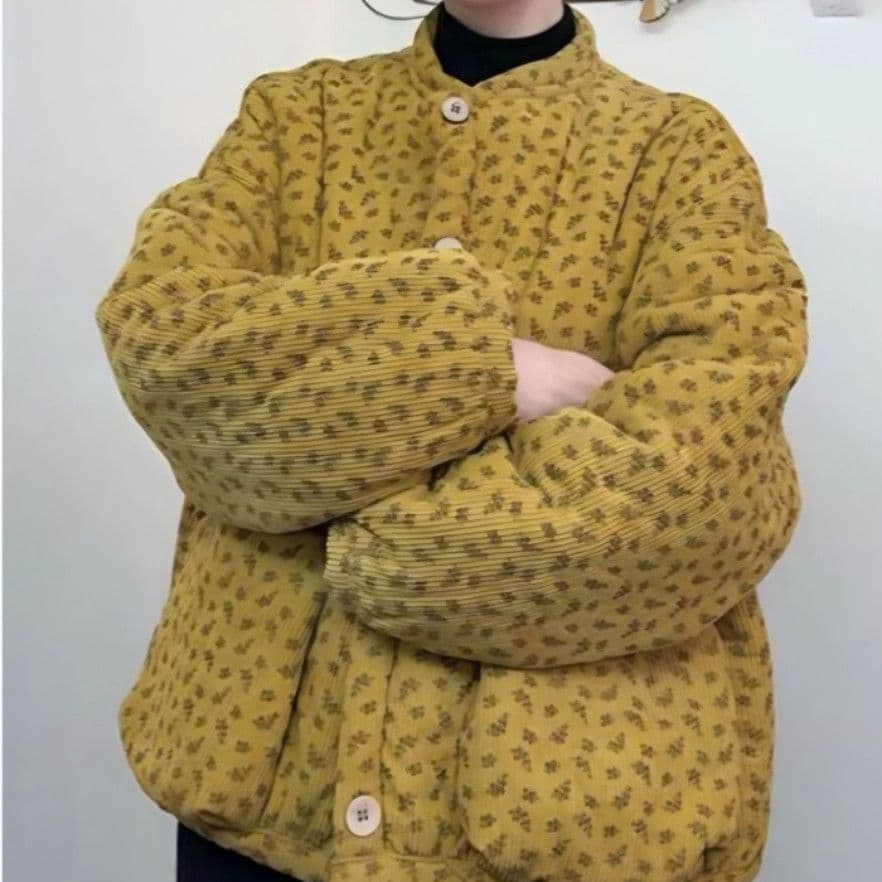 면 옷 여성 의류 여성 털이 있는 모피 칼라 꽃무늬 면 의류 다용도 여성 보온 맨위 캐주얼 재킷 상세 이미지 5